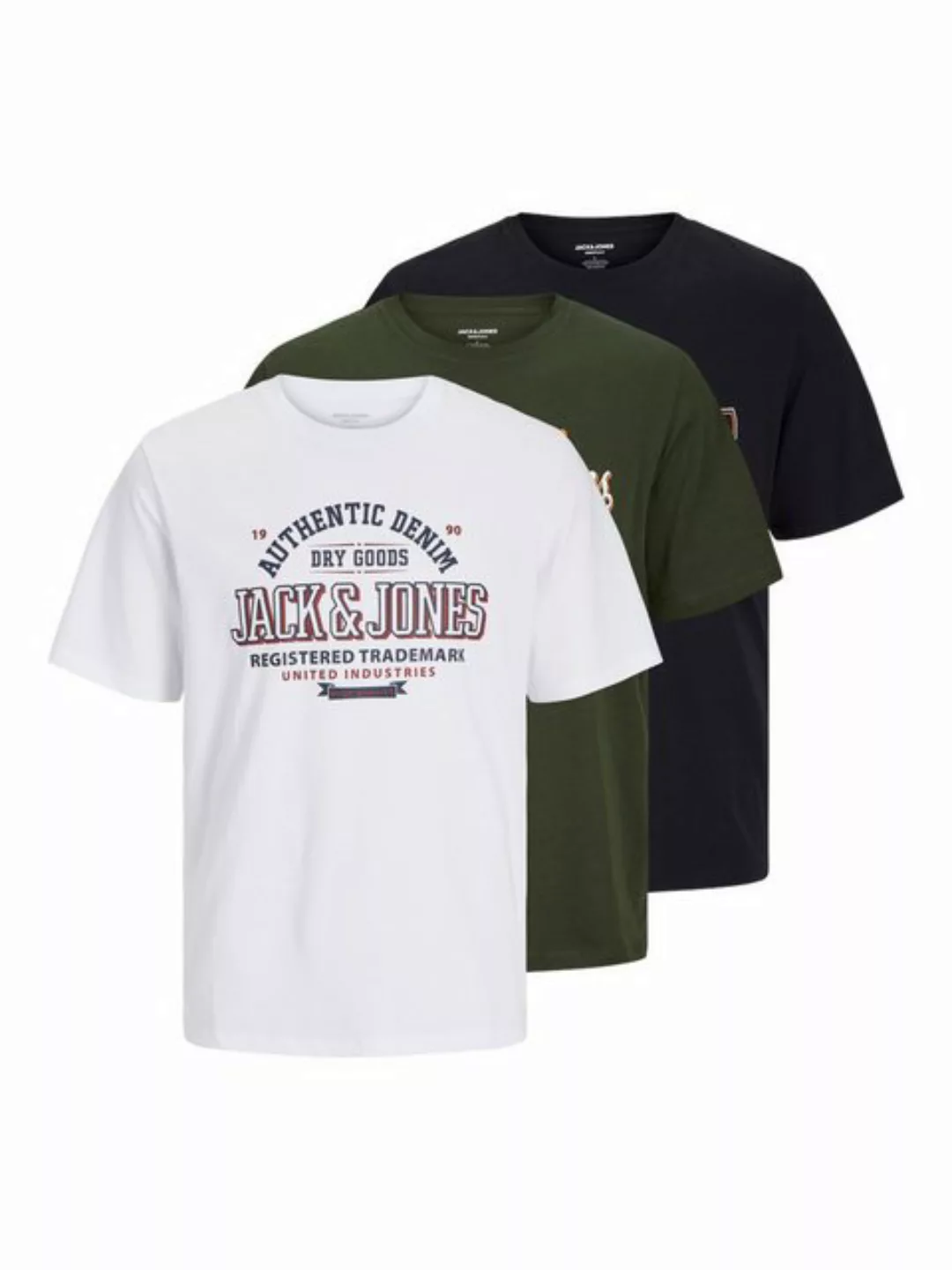 Jack & Jones Rundhalsshirt JJELOGO TEE SS O-NECK 2 COL AW24 3PK MP (Packung günstig online kaufen