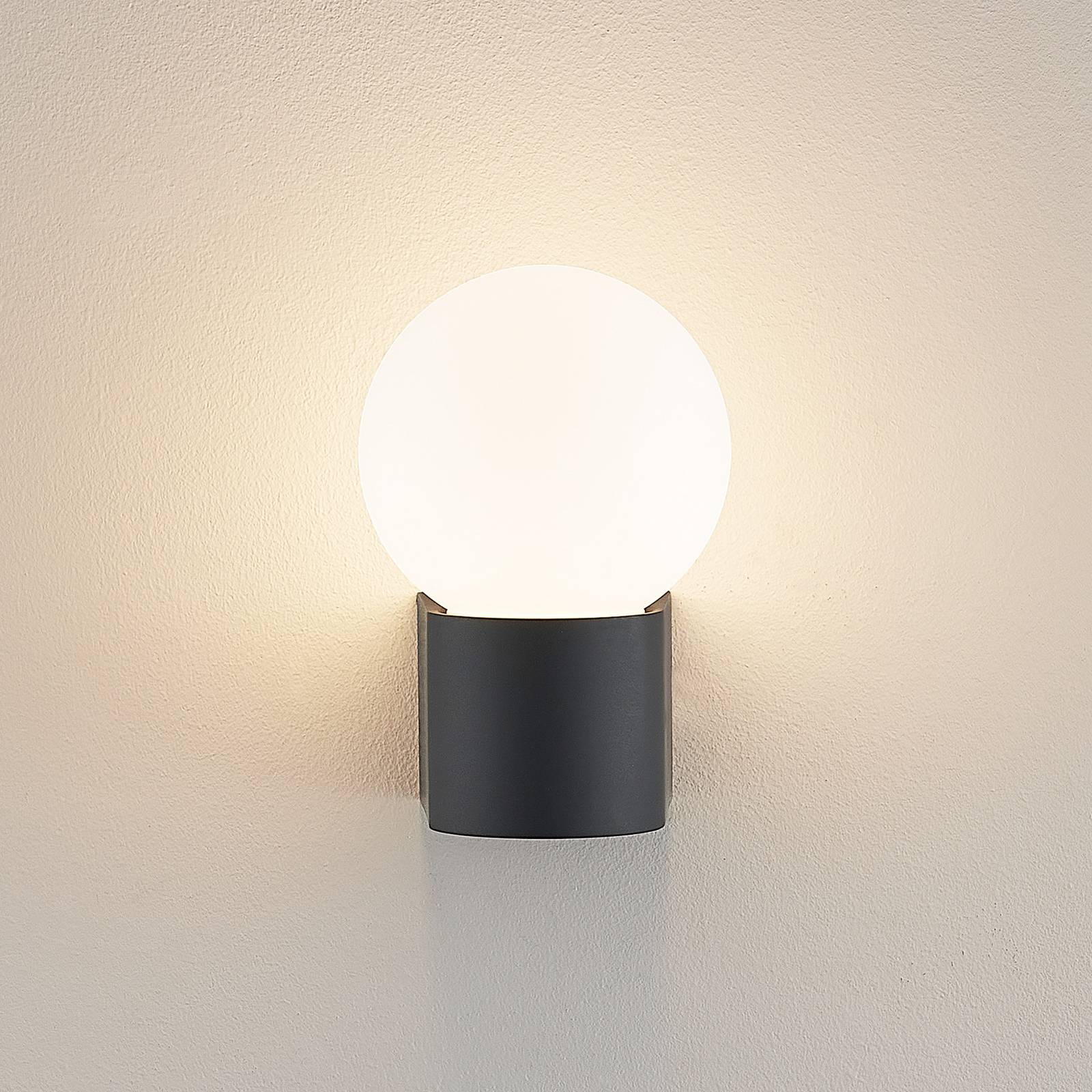 Molto Luce Außenwandlampe Lanu Round, schwarz, Alu/Glas günstig online kaufen