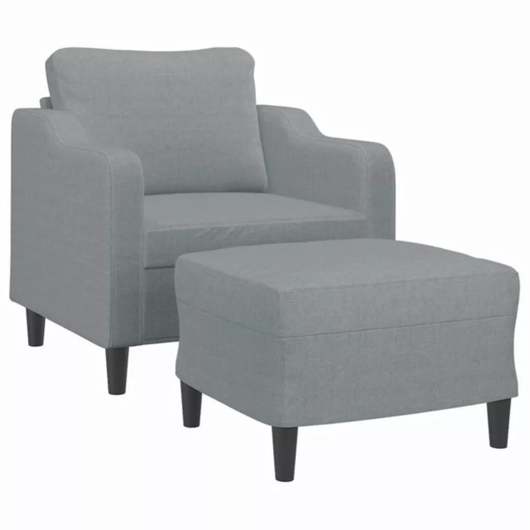 vidaXL Sofa Sessel mit Hocker Hellgrau 60 cm Stoff günstig online kaufen