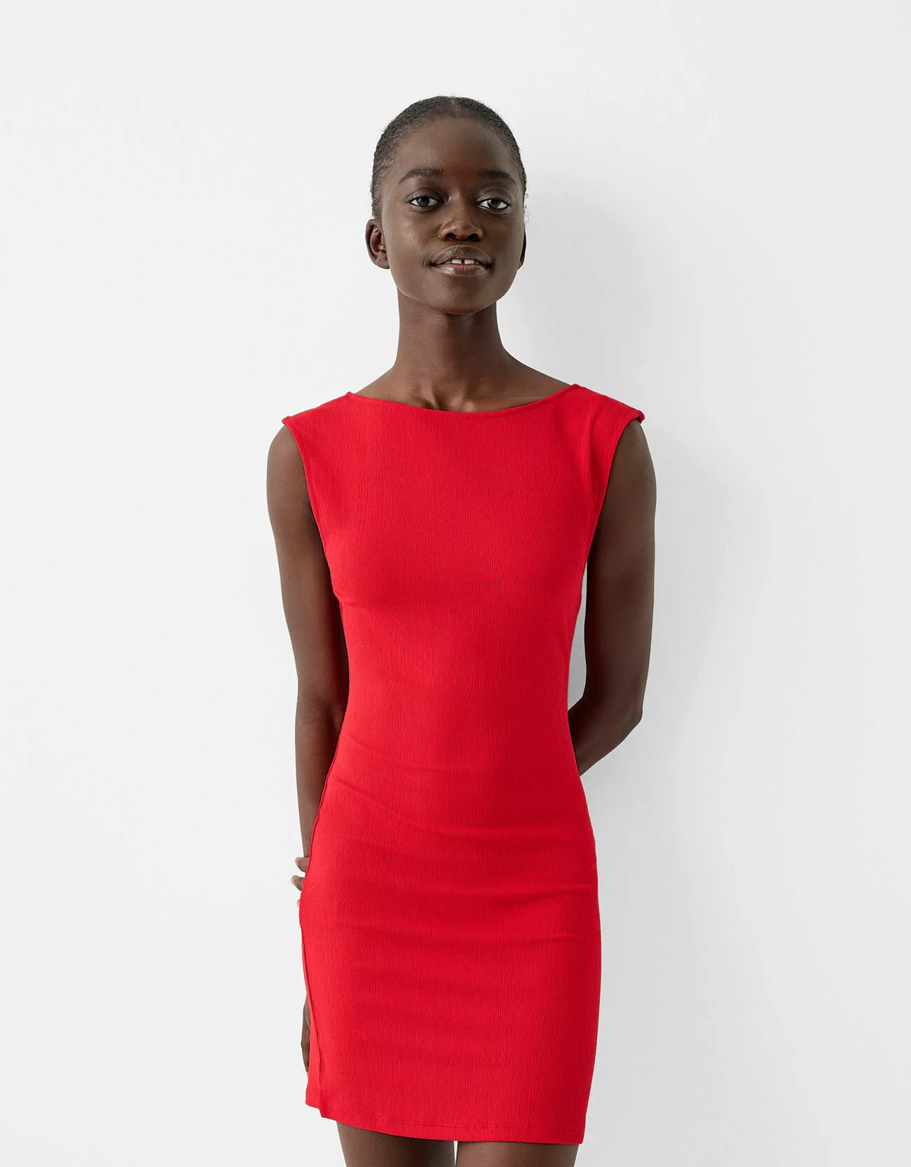 Bershka Rückenfreies Minikleid Mit Strukturmuster Damen Xl Rot günstig online kaufen