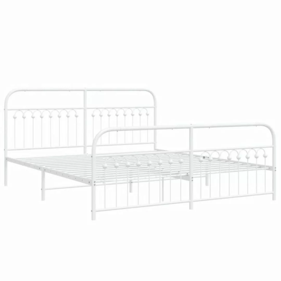 vidaXL Bett Bettgestell mit Kopf- und Fußteil Metall Weiß 183x203 cm günstig online kaufen