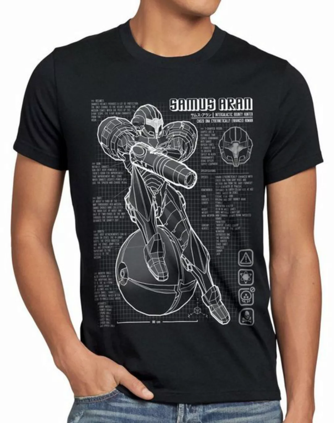 style3 T-Shirt Herren T-Shirt Samus Blaupause metroid nerd gamer nes snes s günstig online kaufen