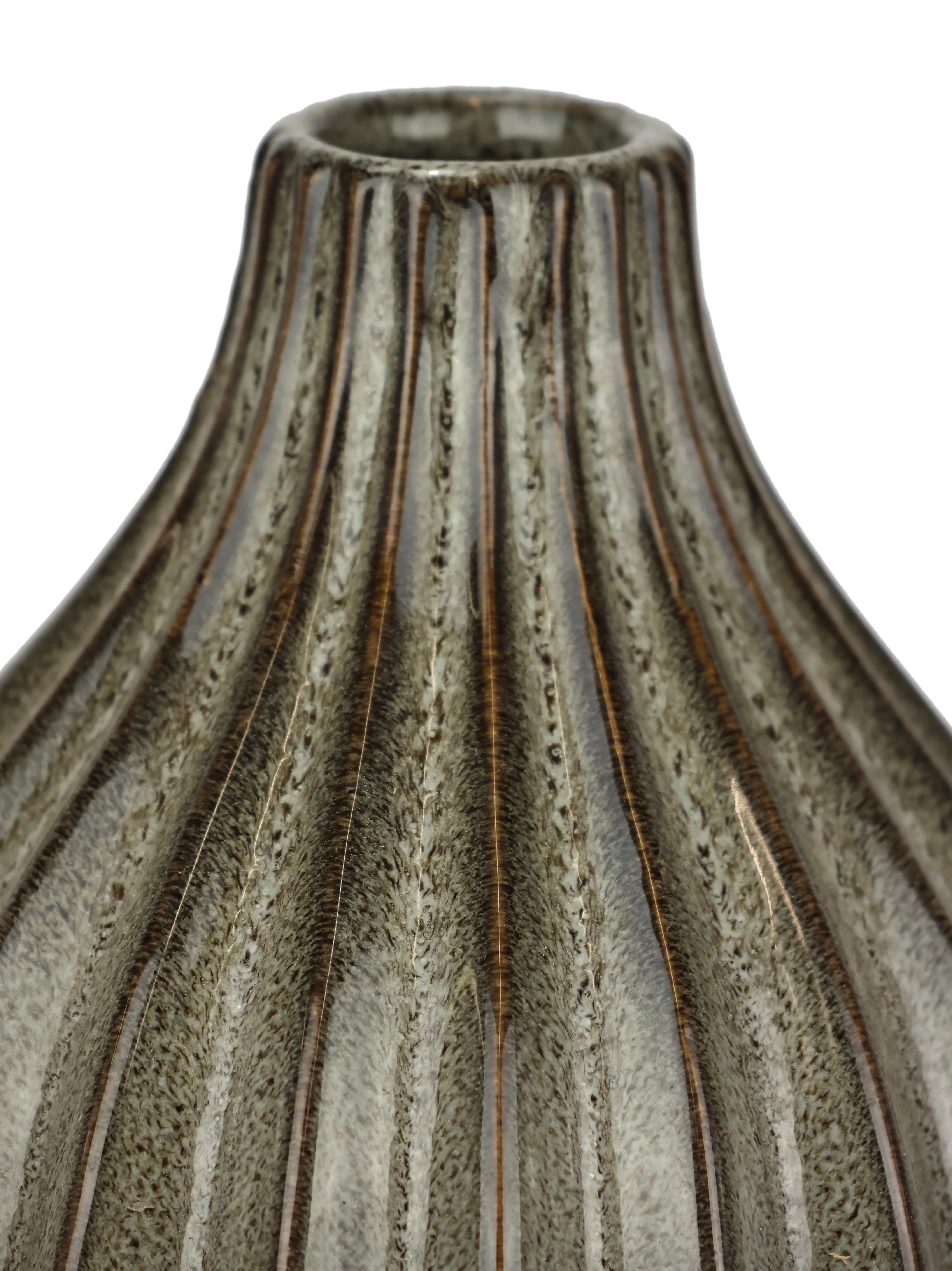 I.GE.A. Dekovase »Vase aus Keramik, geriffelt, bauchig, matt glänzend«, (1 günstig online kaufen
