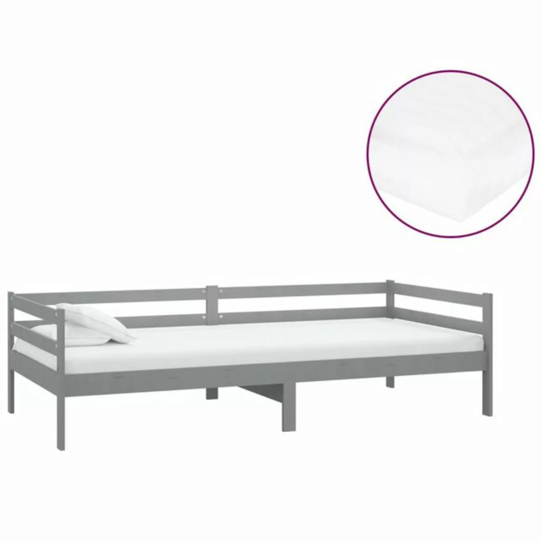 vidaXL Gästebett Tagesbett Gästebett mit Matratze 90x200 cm Grau Massivholz günstig online kaufen