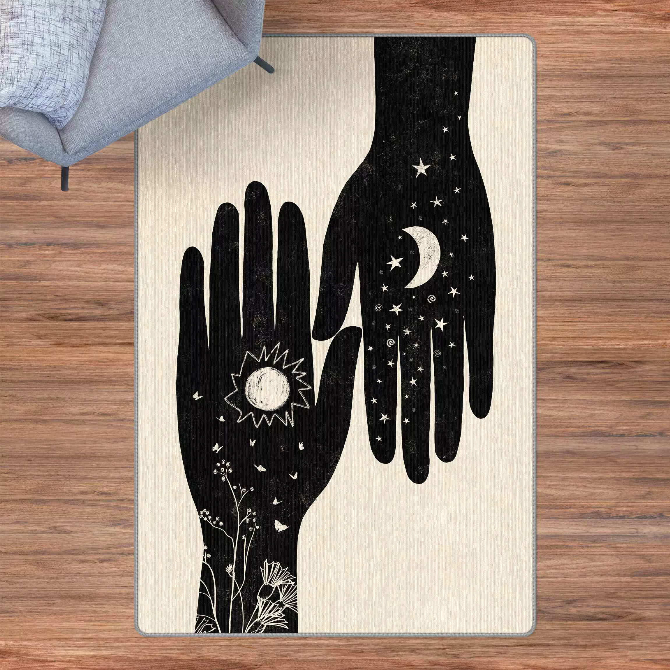 Teppich Hände mit Mond und Sonne günstig online kaufen