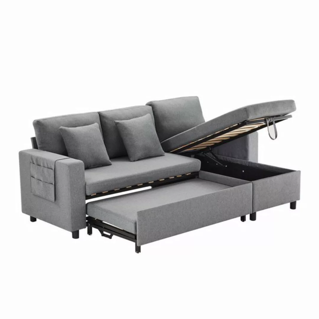 EXTSUD Schlafsofa L-förmiges Sofa,Sofa-Chaiselongue mit Stauraum,mit Tasche günstig online kaufen