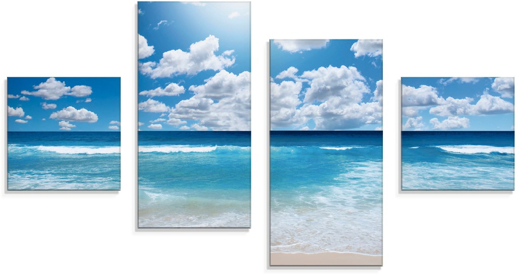 Artland Glasbild "Großartige Strandlandschaft", Strand, (4 St.), in verschi günstig online kaufen