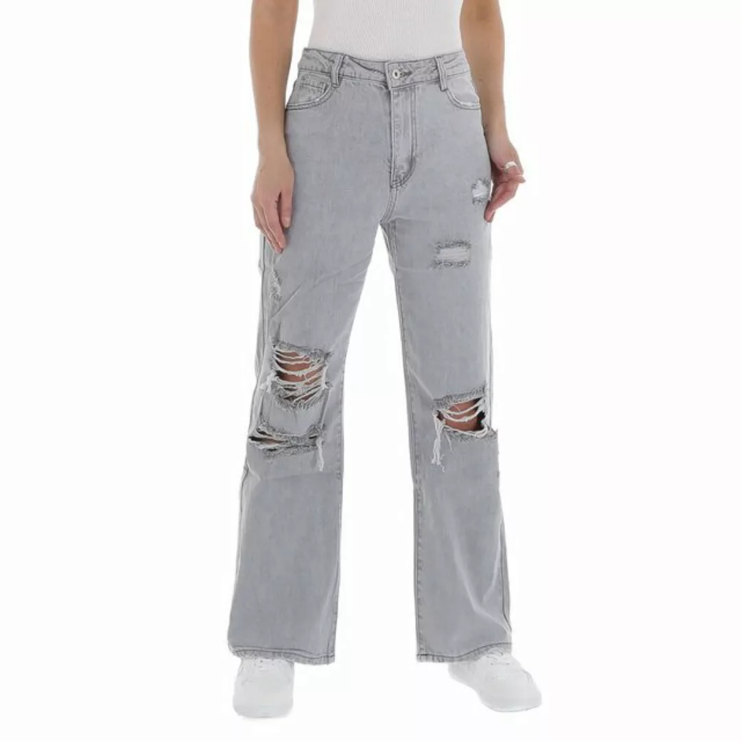 Ital-Design Weite Jeans Damen Freizeit Destroyed-Look High Waist Jeans in H günstig online kaufen