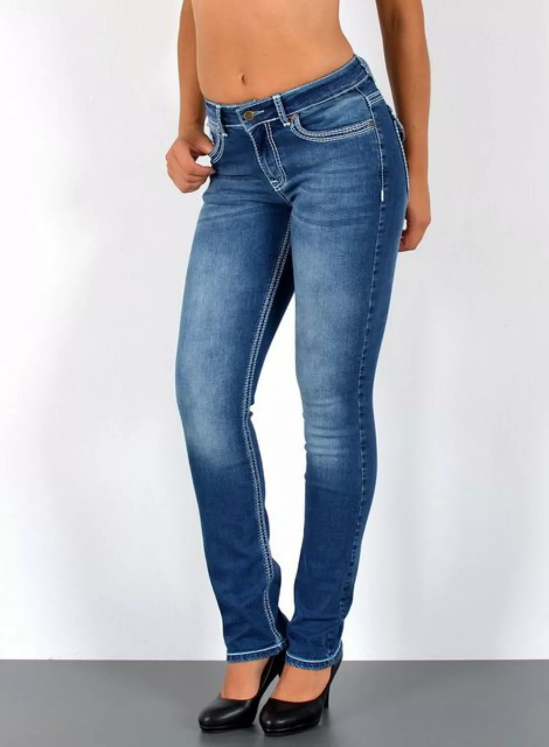 ESRA Straight-Jeans G1100 High Waist, Straight Fit Jeans Damen, mit dicker günstig online kaufen