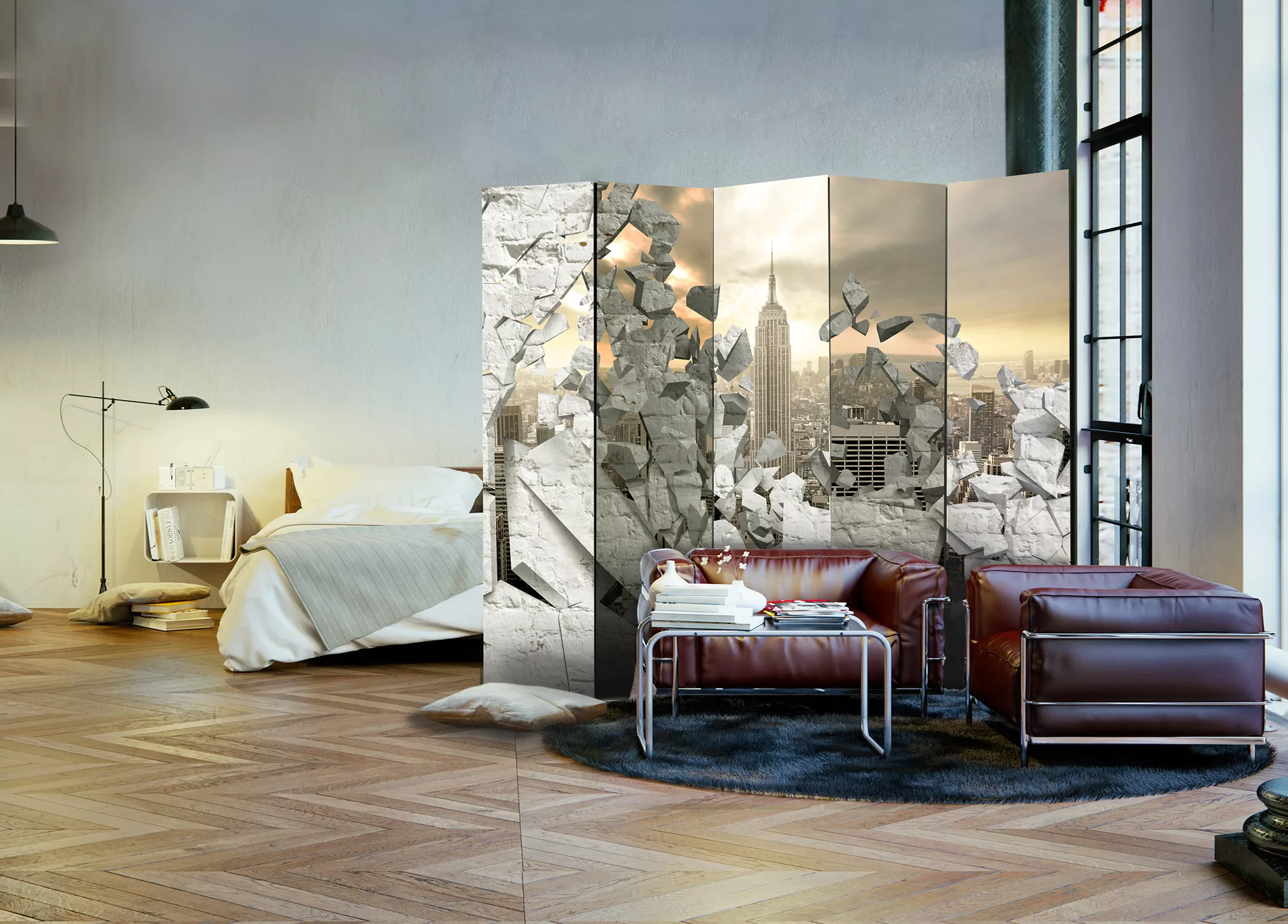 5-teiliges Paravent - City Behind The Wall Ii [room Dividers] günstig online kaufen