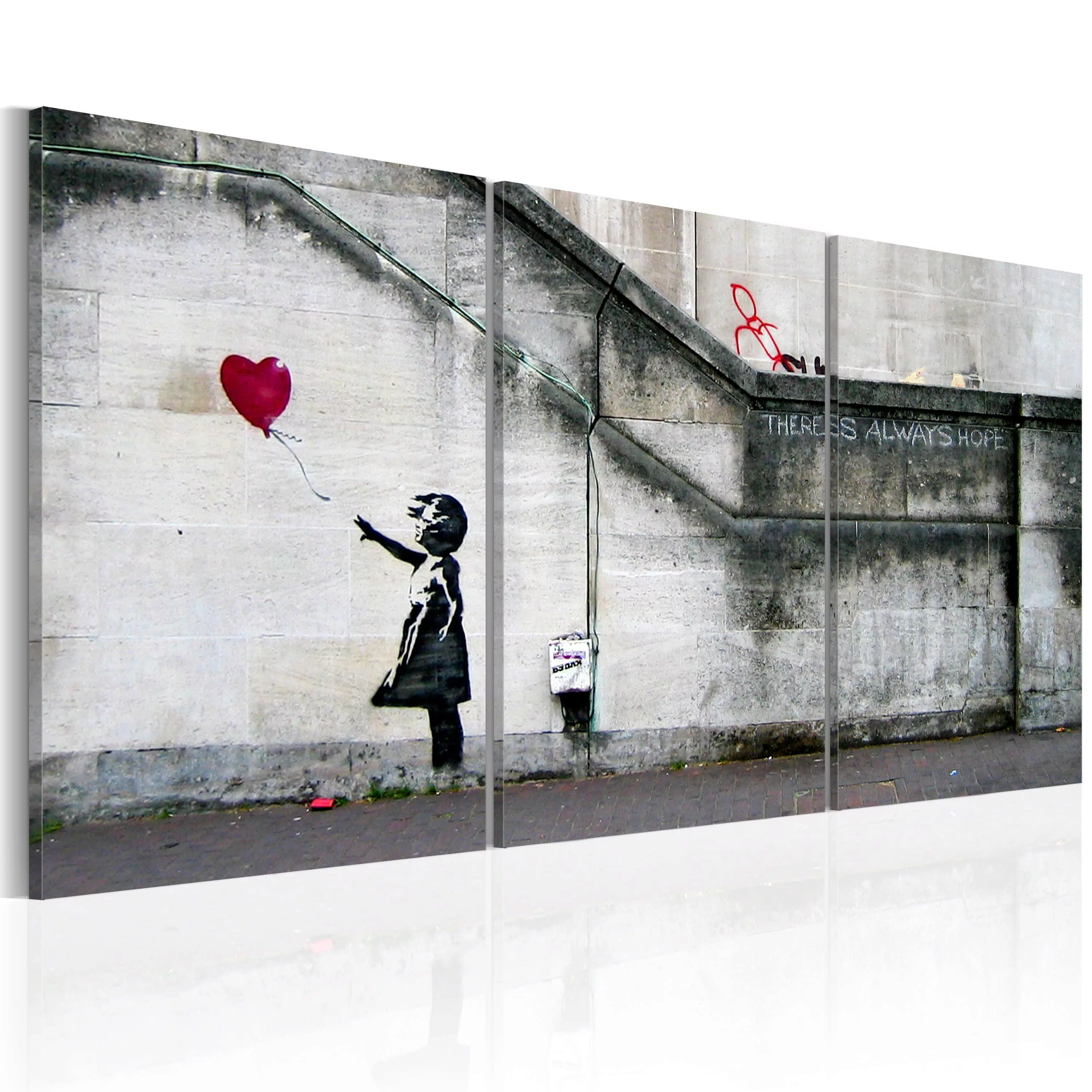 Wandbild - Hoffnung gibt es immer (Banksy) - Triptychon günstig online kaufen