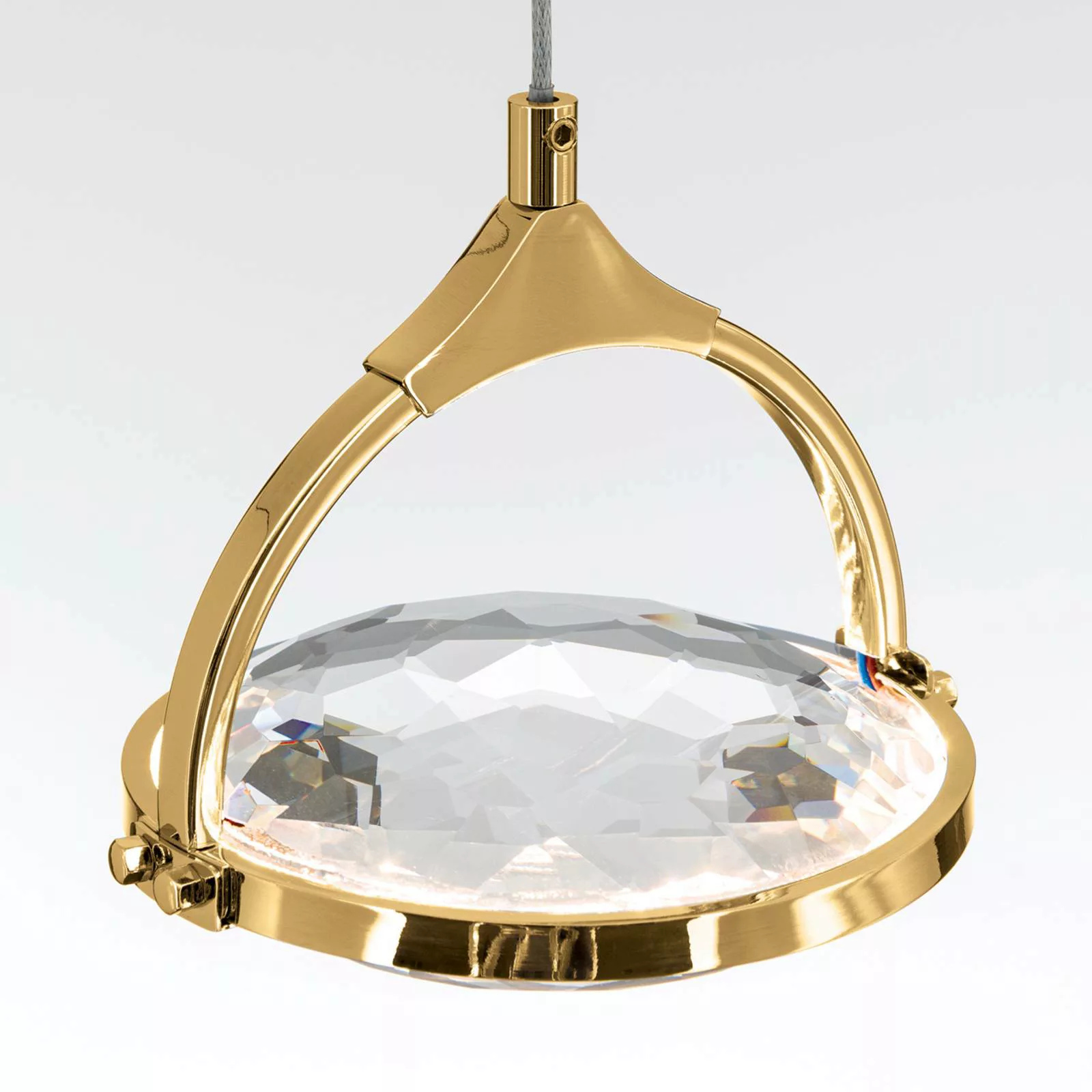 LED-Hängeleuchte Moon, K9-Kristallglas, 1fl, gold günstig online kaufen