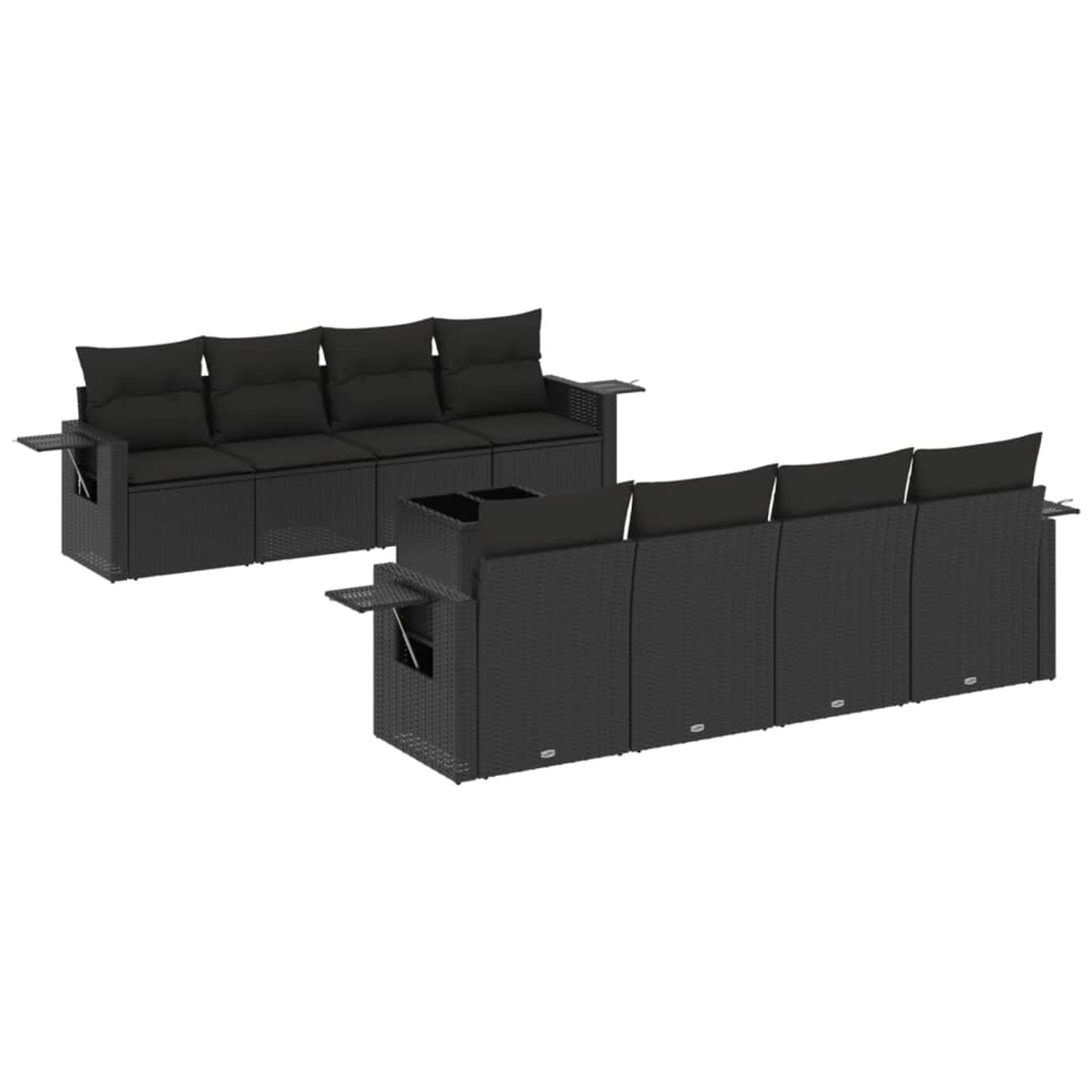 vidaXL 9-Tlg Garten-Sofagarnitur mit Kissen Schwarz Poly Rattan 3219944 günstig online kaufen