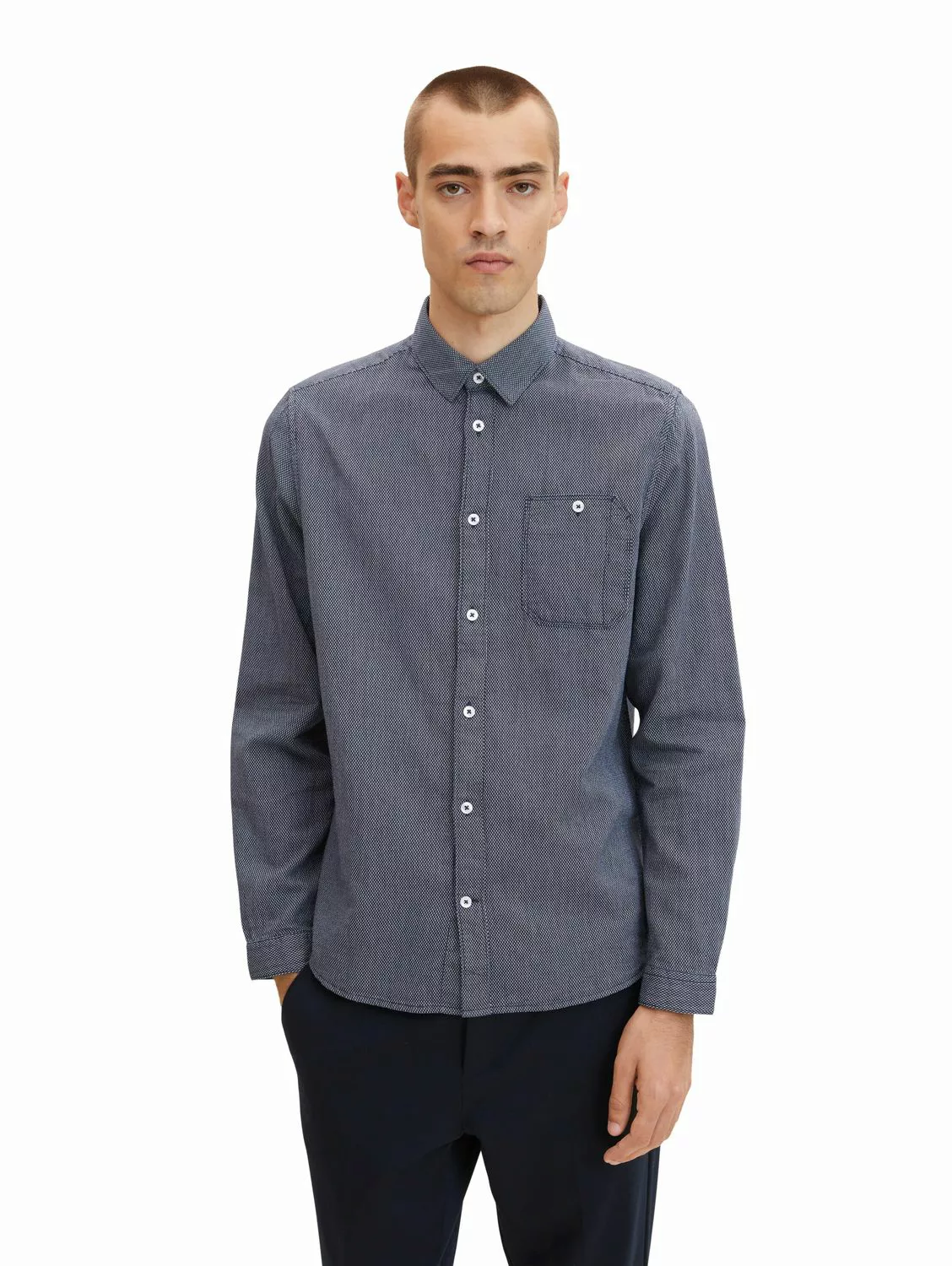 Tom Tailor Herren Langarm Hemd STRUCTURE - Regular Fit günstig online kaufen