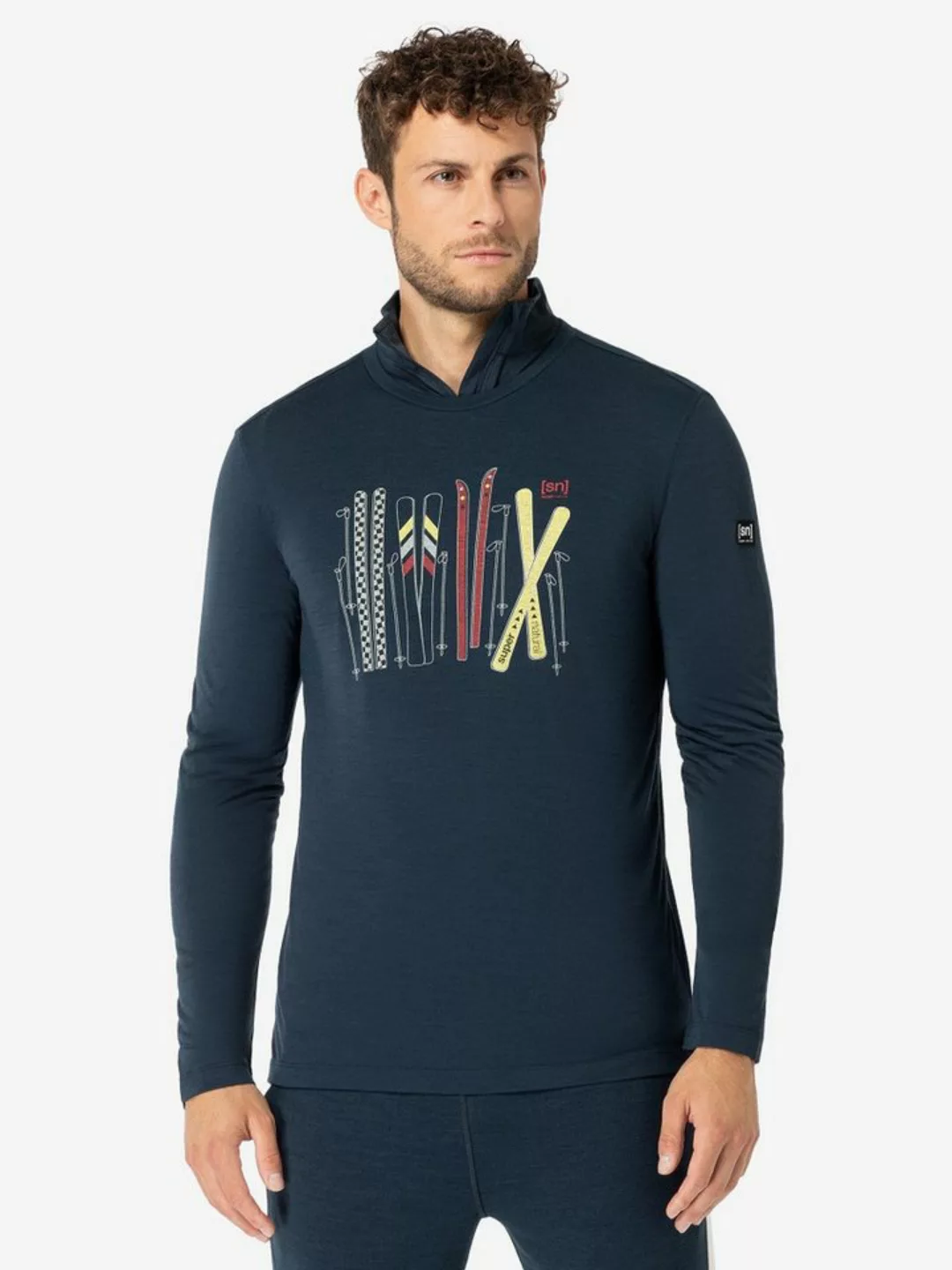 SUPER.NATURAL Sweatshirt für Herren, Merino FOURSKI Ski Motiv, atmungsaktiv günstig online kaufen