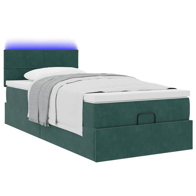 vidaXL Bett Ottoman-Bett mit Matratze & LEDs Dunkelgrün 80x200 cm Samt günstig online kaufen