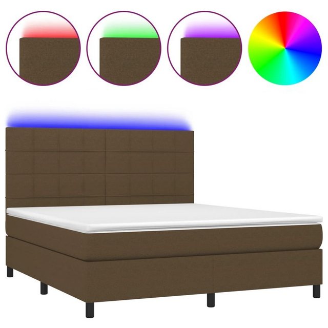 vidaXL Boxspringbett Boxspringbett mit Matratze LED Dunkelbraun 160x200 cm günstig online kaufen