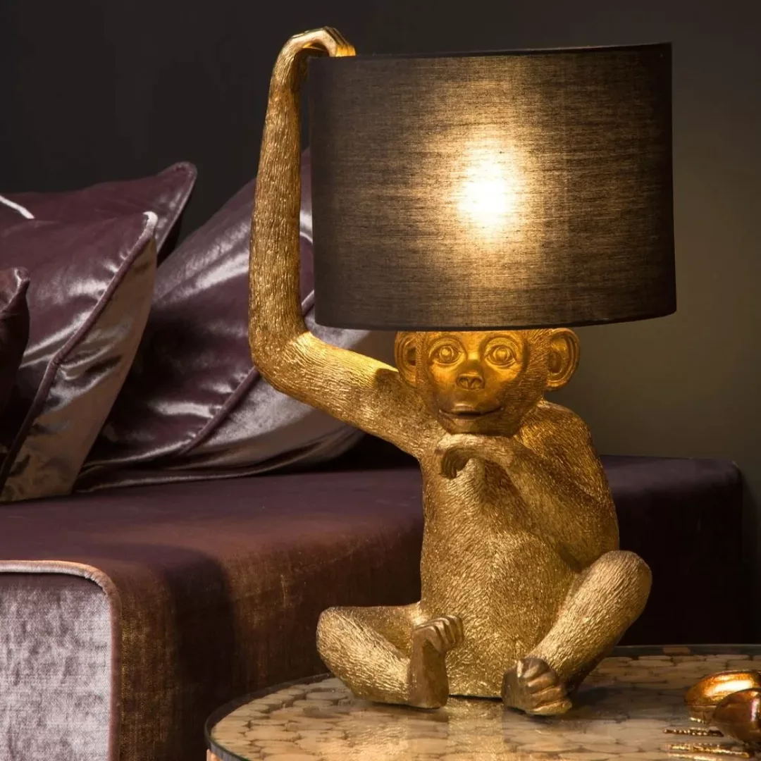 Tischleuchte Extravaganza Chimp, gold/schwarz günstig online kaufen