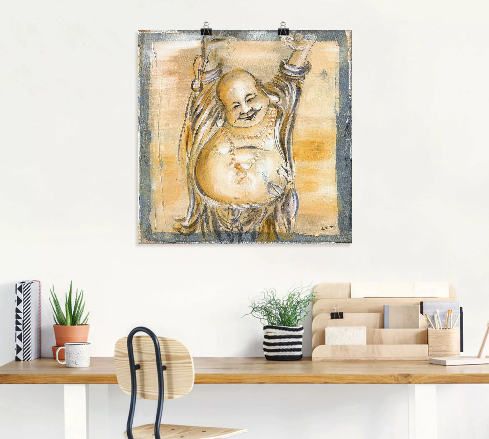 Artland Wandbild »Fröhlicher Buddha II«, Religion, (1 St.), als Alubild, Ou günstig online kaufen