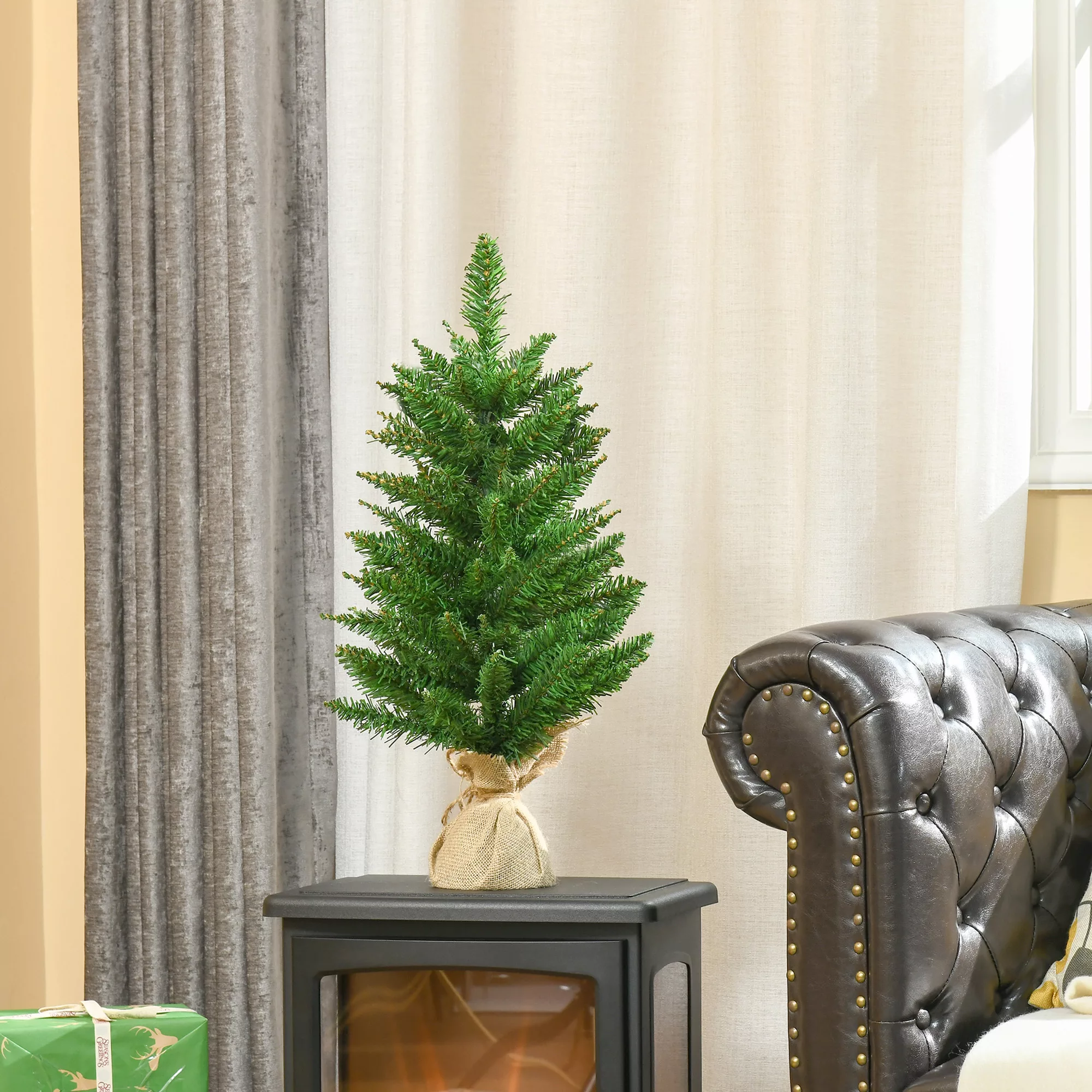 HOMCOM Weihnachtsbaum Tisch 0,6 m kleiner Christbaum Kunsttanne 70 Zweige L günstig online kaufen