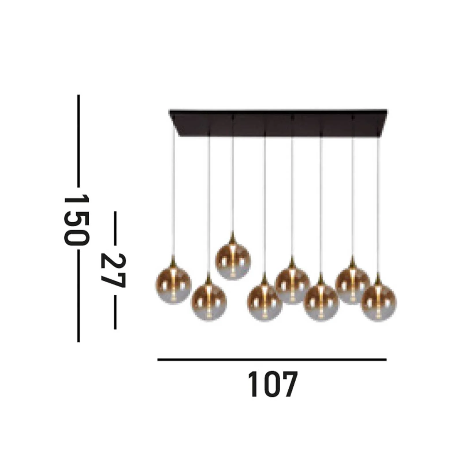 LED-Hängeleuchte Alchemy, 8-fl., schwarz, bernstein, Glas günstig online kaufen