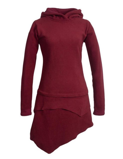 Vishes Midikleid Asymmetrisches Kapuzen-Kleid aus Recycling-Fleece Hippie, günstig online kaufen