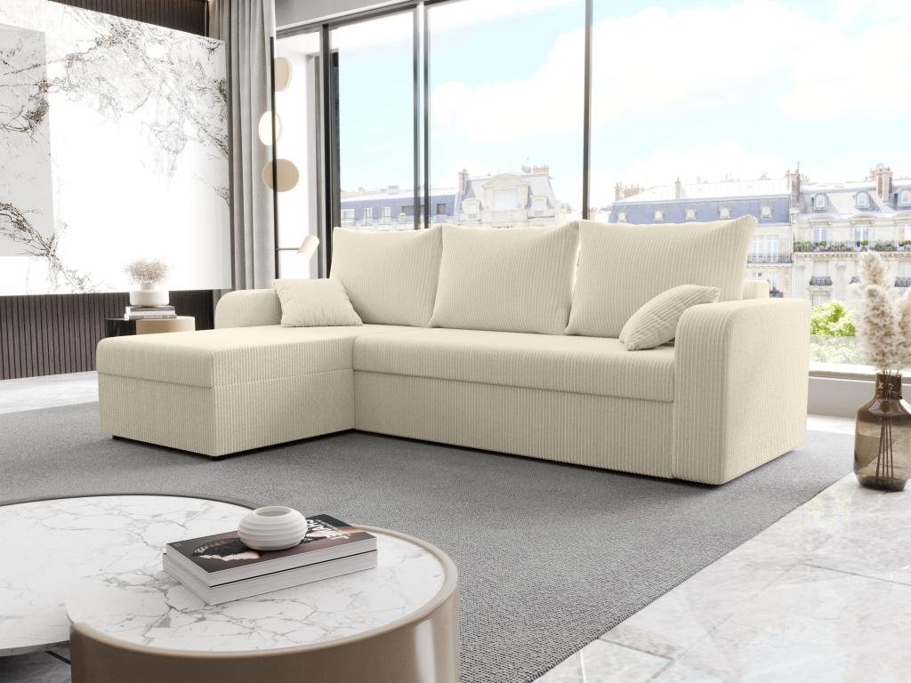 Ecksofa mit Schlaffunktion - Ecke wechselbar - Cord - Beige - ONABIA günstig online kaufen