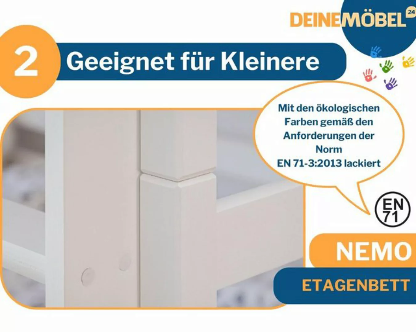 Deine Möbel 24 Etagenbett Hochbett Kinderbett NEMO für 2 Kinder 80x180 90x2 günstig online kaufen