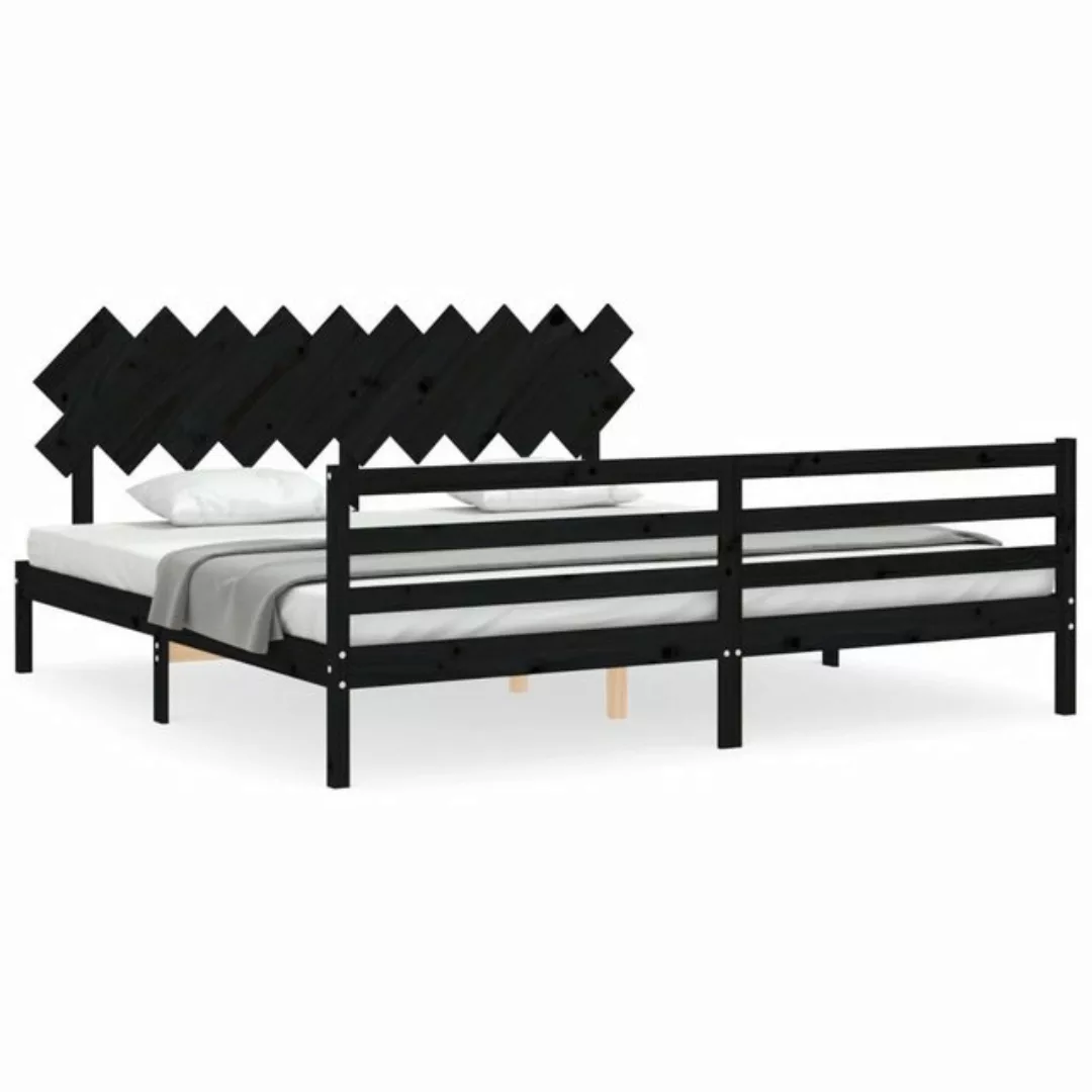 vidaXL Bett Massivholzbett mit Kopfteil Schwarz 200x200 cm günstig online kaufen