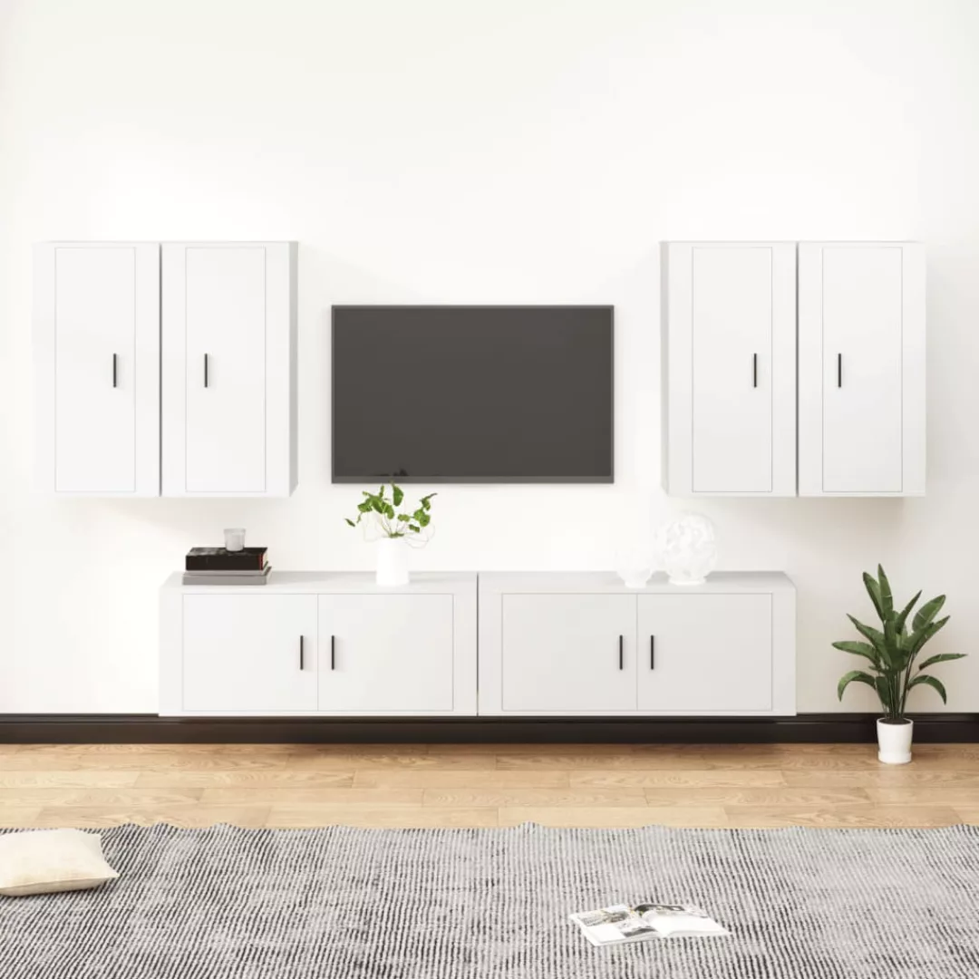 Vidaxl 6-tlg. Tv-schrank-set Weiß Holzwerkstoff günstig online kaufen