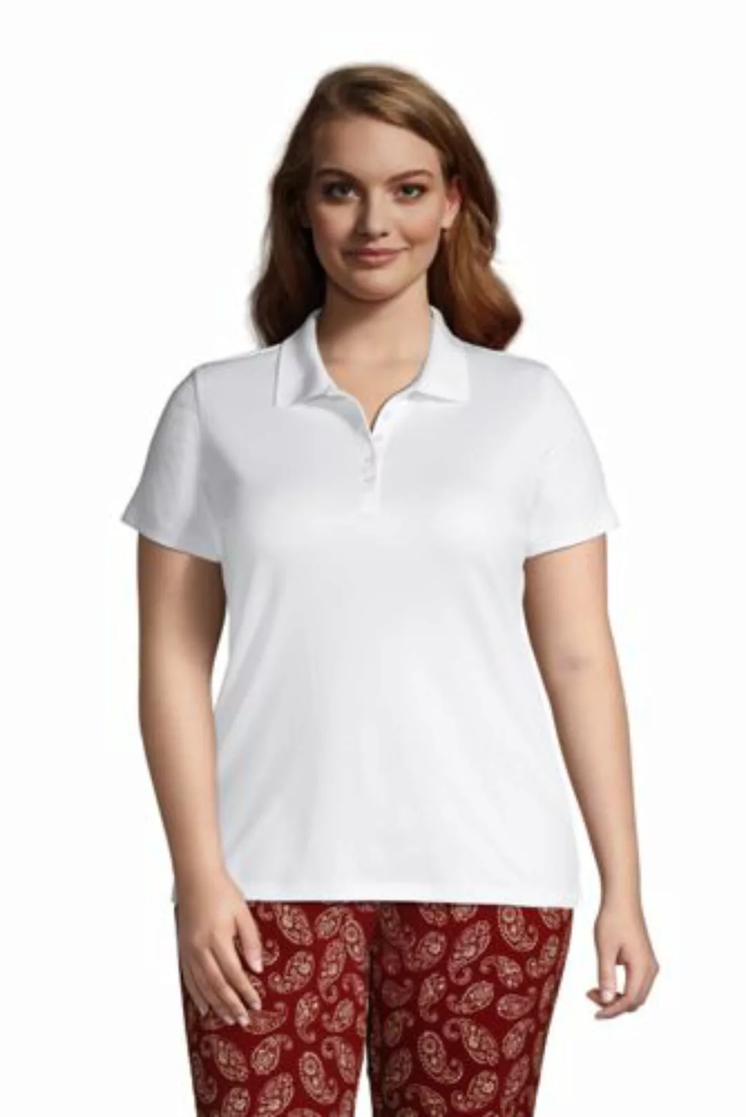Supima-Poloshirt in großen Größen, Damen, Größe: 56-58 Plusgrößen, Weiß, Ba günstig online kaufen