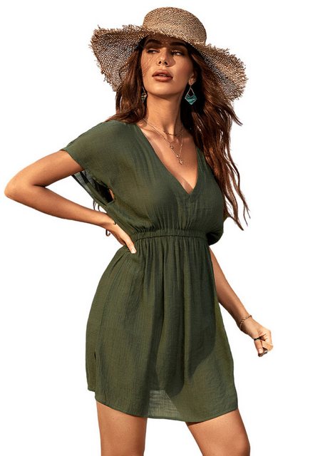 Cupshe Strandkleid Damen Bikini Cover Up Strandkleid V Ausschnitt günstig online kaufen