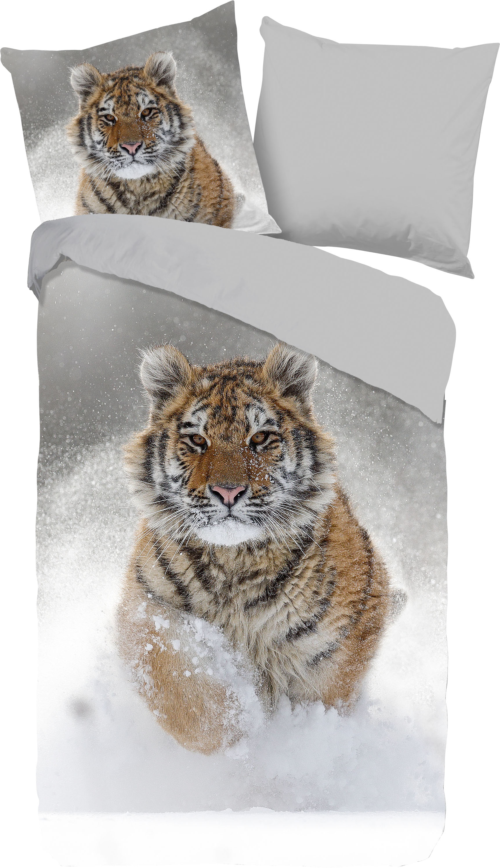 good morning Wendebettwäsche »Snow Tiger«, Biber, 135x200, Winter, Warm, We günstig online kaufen