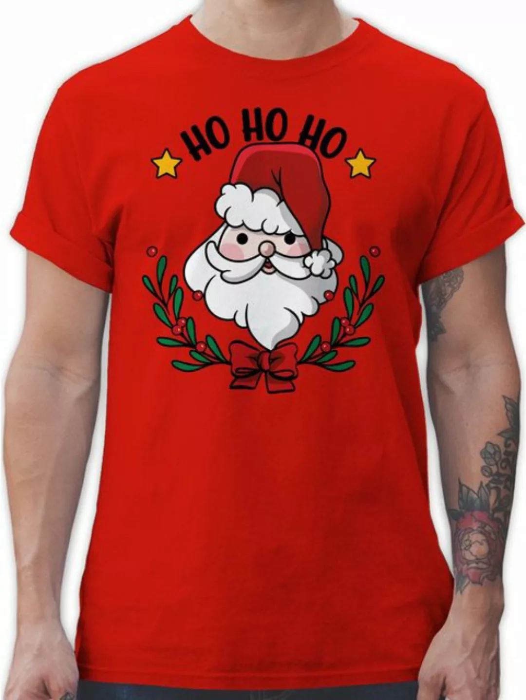 Shirtracer T-Shirt Ho Ho Ho mit Weihnachtsmann und Weihnachtsschmuck Weihac günstig online kaufen