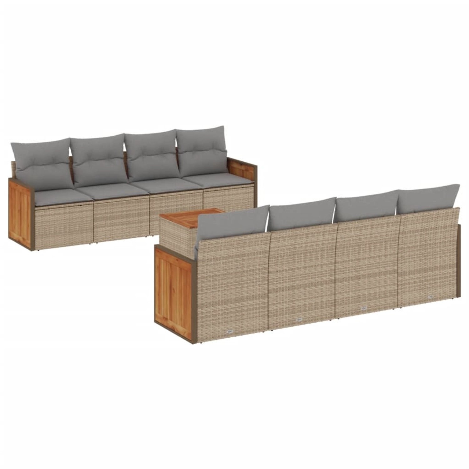 vidaXL 9-Tlg Garten-Sofagarnitur mit Kissen Beige Poly Rattan 3227501 günstig online kaufen