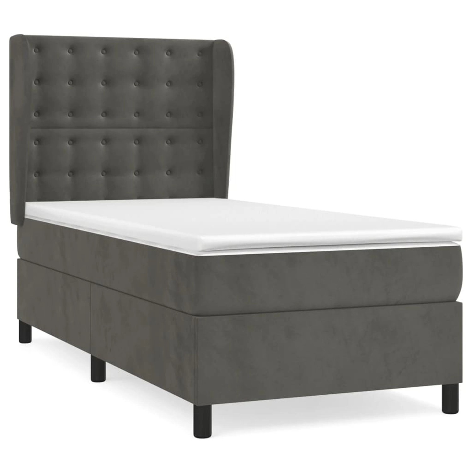 vidaXL Boxspringbett Boxspringbett mit Matratze Dunkelgrau 90x190 cm Samt B günstig online kaufen