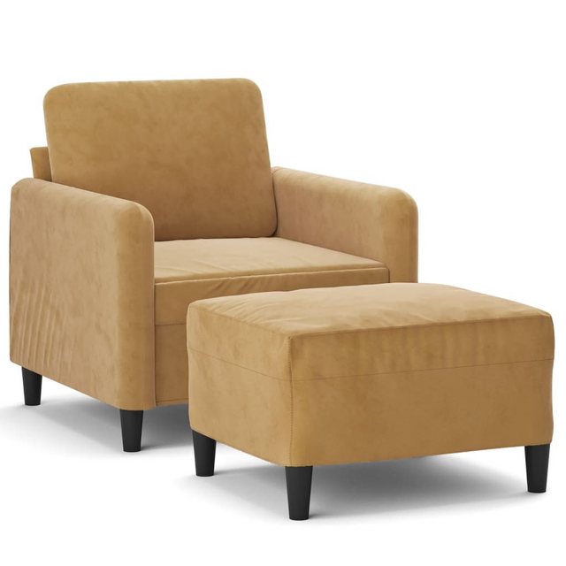 vidaXL Sofa Sessel mit Hocker 60 cm Samt, Braun günstig online kaufen