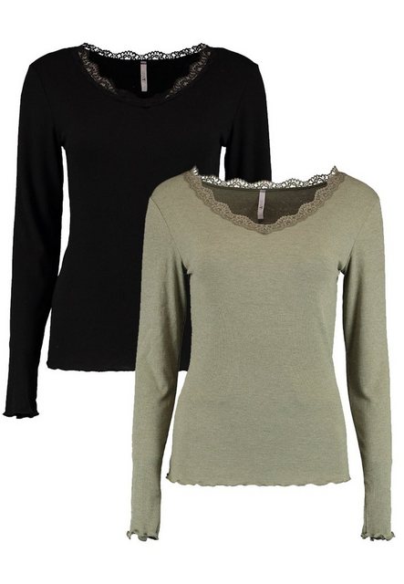 HaILY’S T-Shirt Langarm Shirt 2-er Set Spitzen Top Fi44ona (2-tlg) 5903 in günstig online kaufen