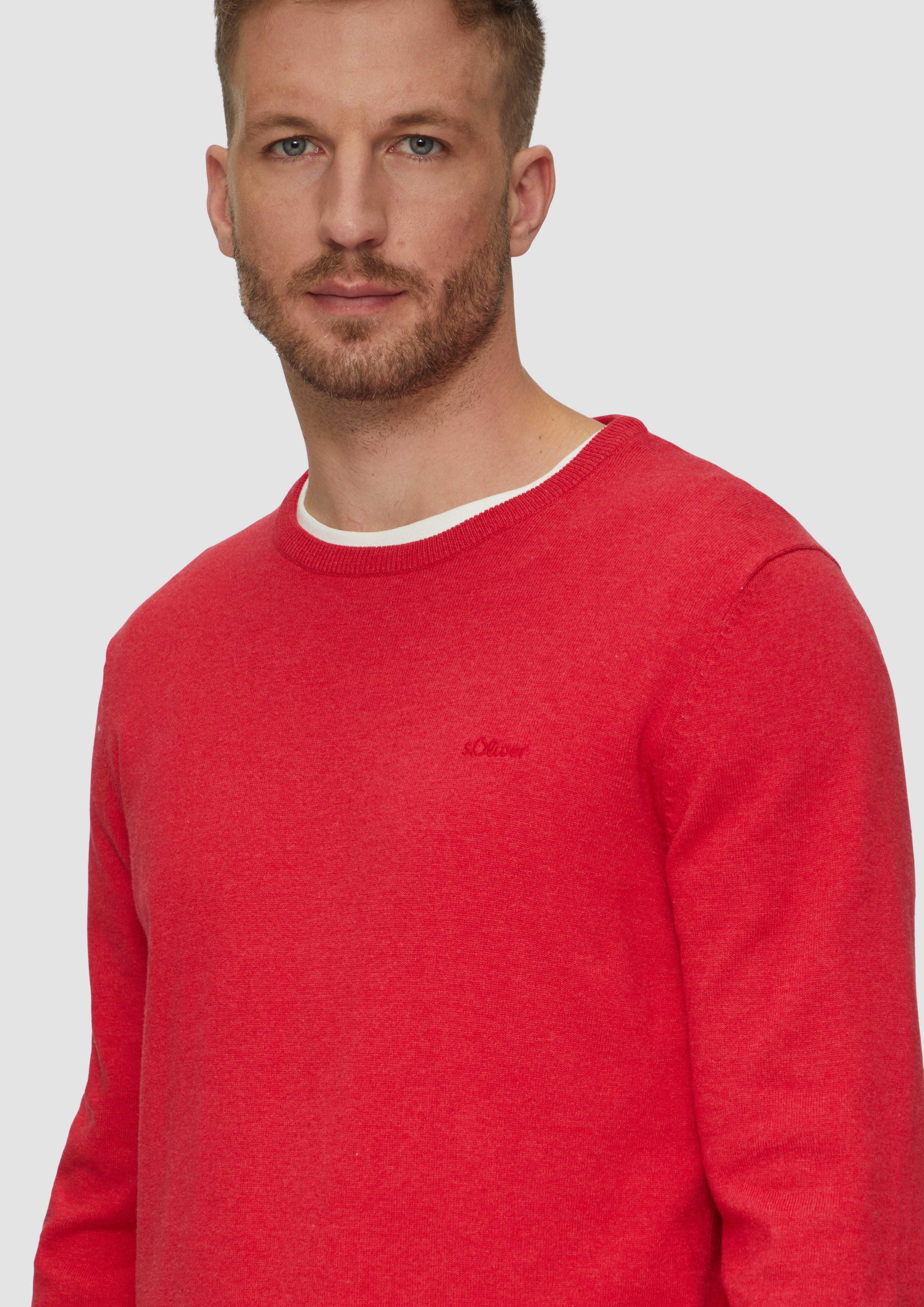 s.Oliver Strickpullover Strickpullover mit Logo-Stickerei Logo günstig online kaufen