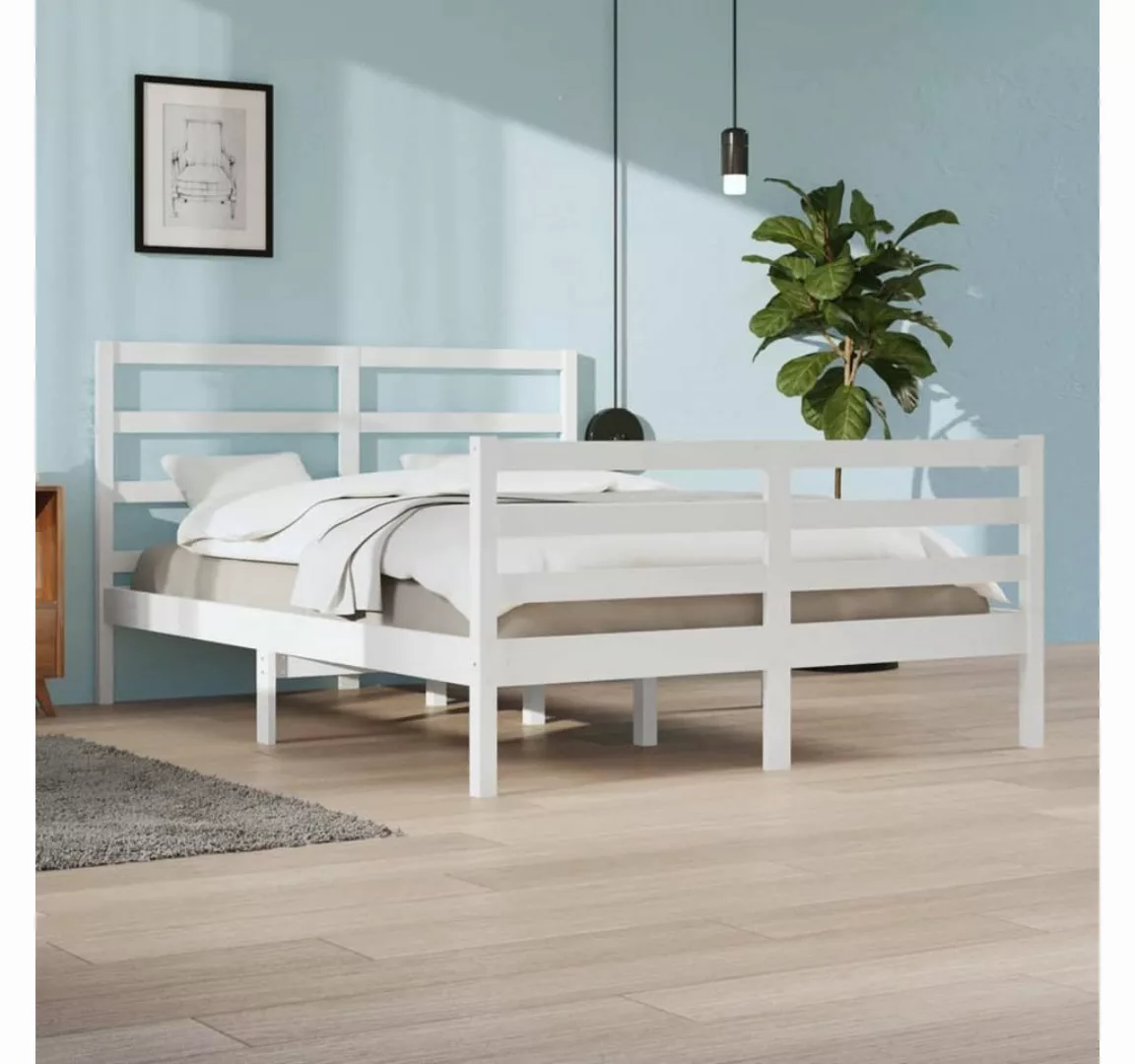 furnicato Bett Massivholzbett Weiß Kiefer 160x200 cm günstig online kaufen