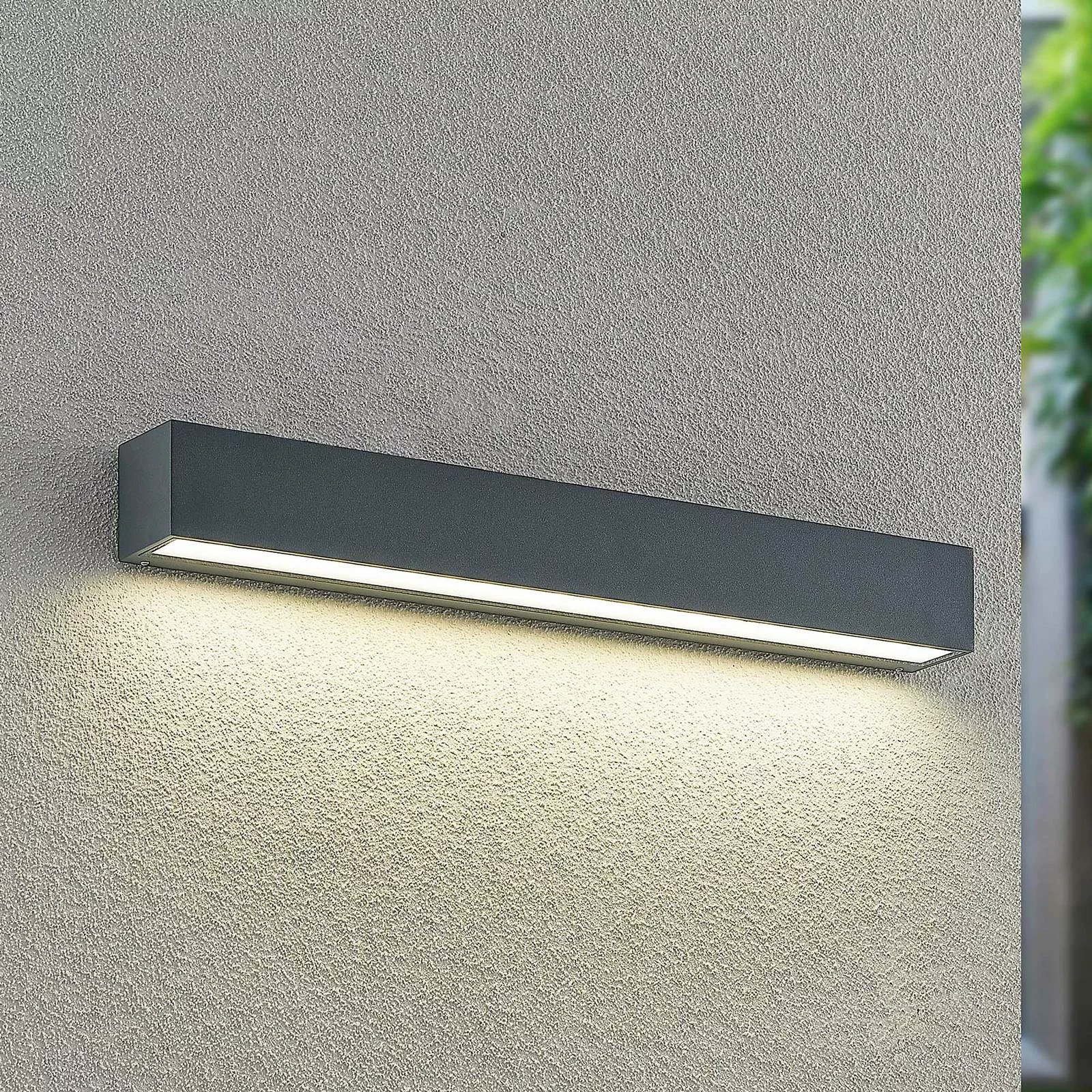 Lucande LED-Außenwandlampe Lengo, 50 cm, grafit, down, CCT günstig online kaufen