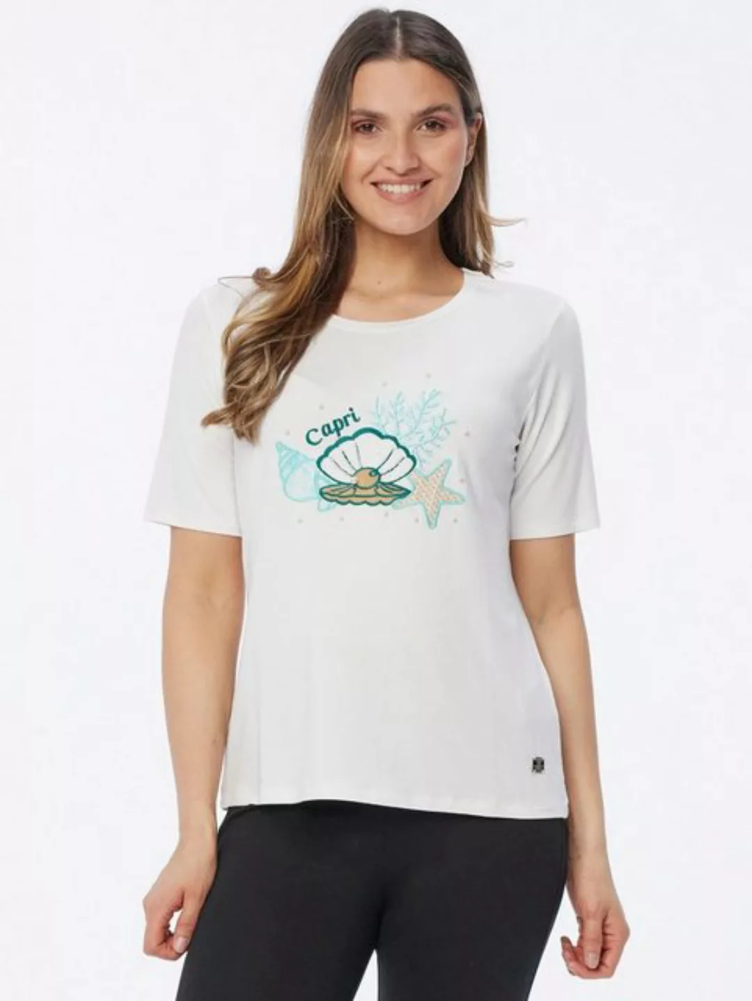 Georg Stiels T-Shirt Halbarmbluse koerpernah mit Korallenmotiv günstig online kaufen