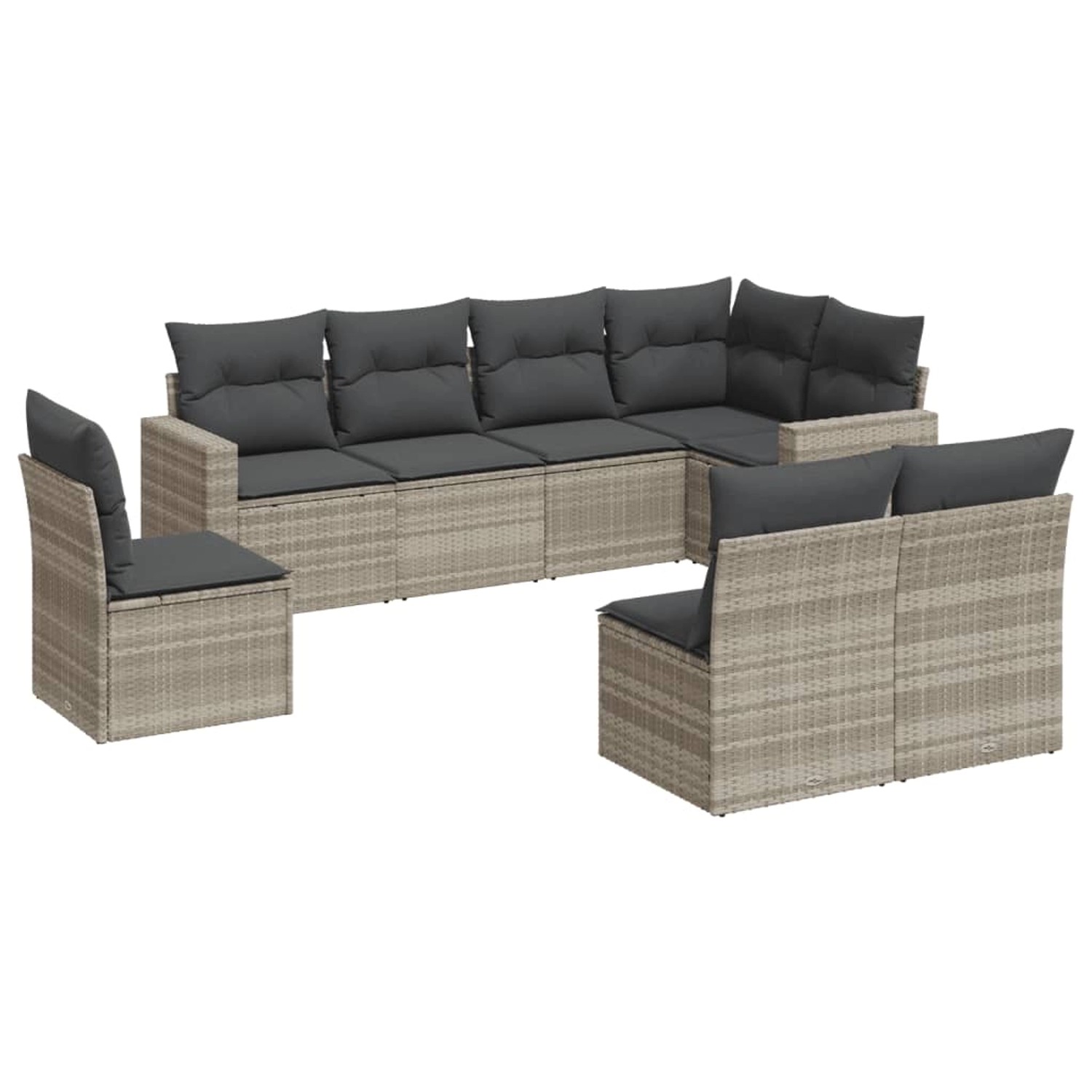 vidaXL 8-Tlg Garten-Sofagarnitur mit Kissen Hellgrau Poly Rattan 3219062 günstig online kaufen