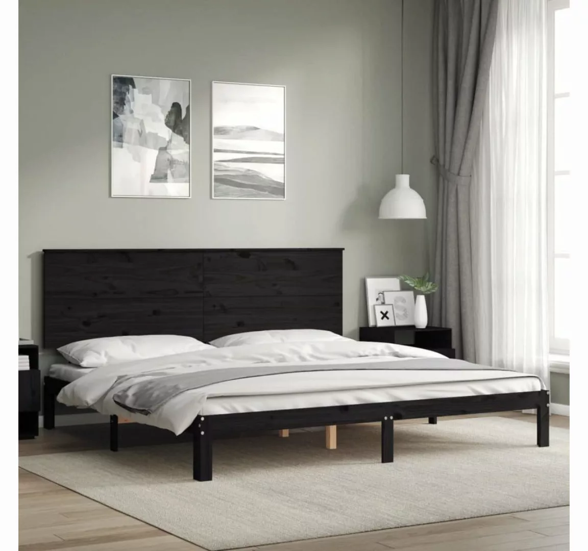 vidaXL Bett Massivholzbett mit Kopfteil Schwarz 200x200 cm günstig online kaufen