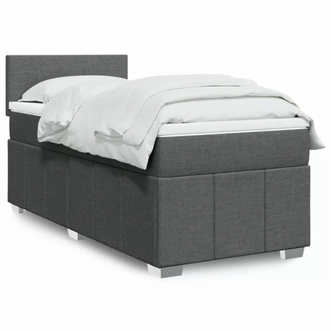 vidaXL Boxspringbett, Boxspringbett mit Matratze Dunkelgrau 90x190 cm Stoff günstig online kaufen