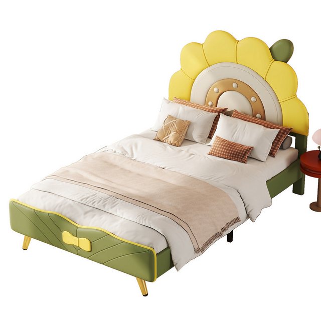Welikera Kinderbett 90*200 cm Flachbett,Sonnenblumenform,Frischer Stil,Kind günstig online kaufen