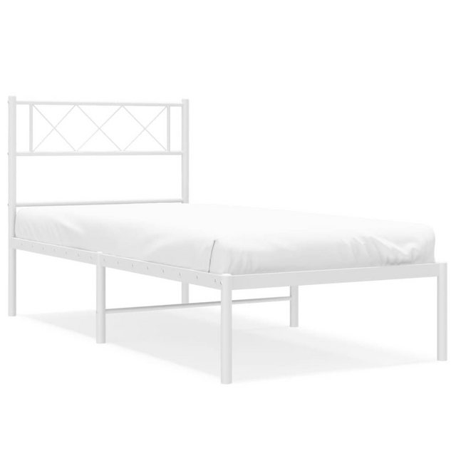 vidaXL Bettgestell Bettrahmen mit Kopfteil Metall Weiß 75x190 cm Bett Bettg günstig online kaufen