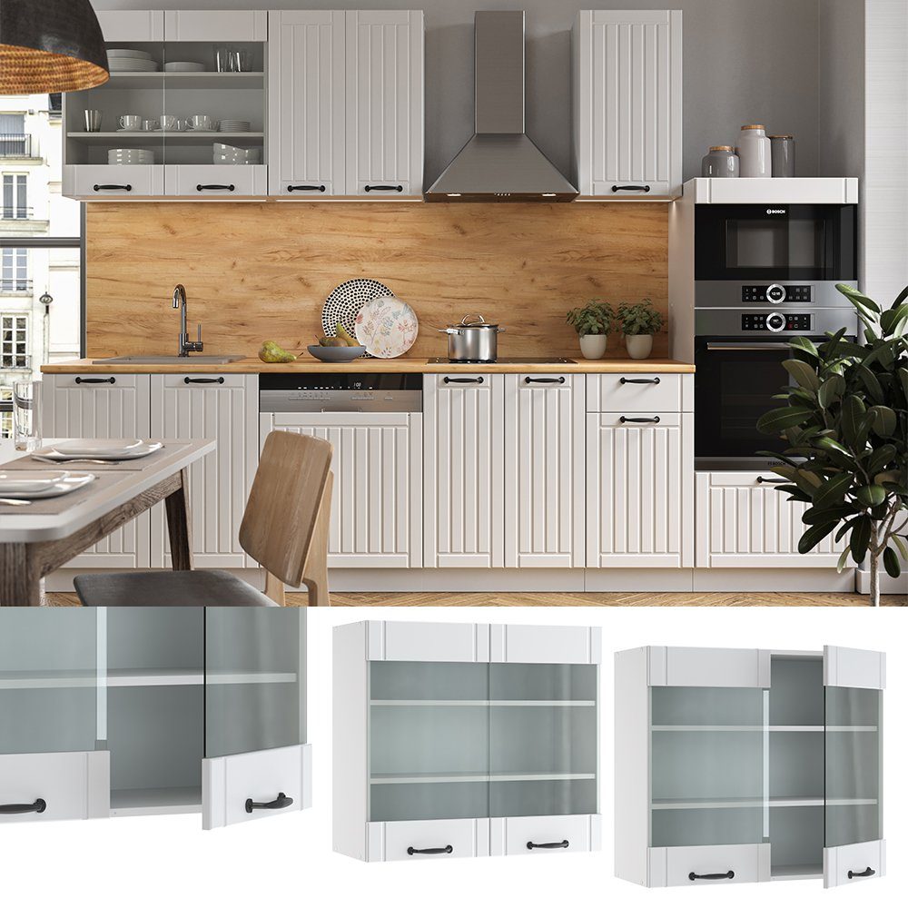 Vicco Glashängeschrank Fame-Line, Weiß Landhaus/Weiß, 80 günstig online kaufen
