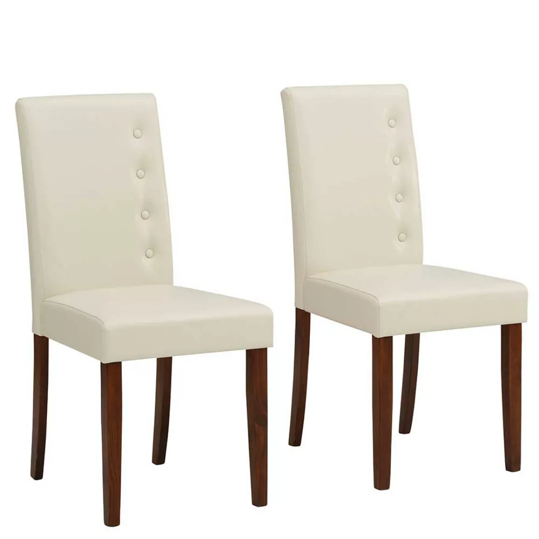 Esstisch Stühle Weiß aus Kunstleder Kiefer Massivholz (2er Set) günstig online kaufen