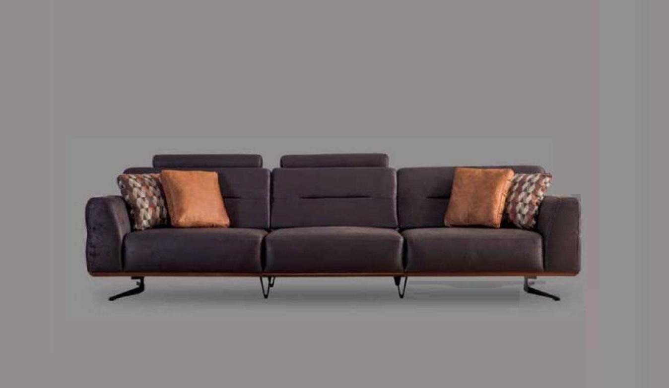 Xlmoebel Sofa Luxuriöse graue Kunstleder-Couch für drei Personen, passend z günstig online kaufen